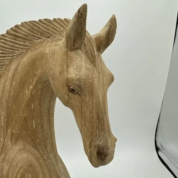 Hand Carved Wood Horse Head Statue Figure 12” Wooden Vintage - Picture 2 of 16